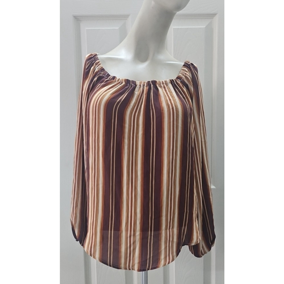 FOREVER 21 Tops - Forever 21 Contemporary Off Shoulder Striped Gauzy Y2K Office Top Size S
